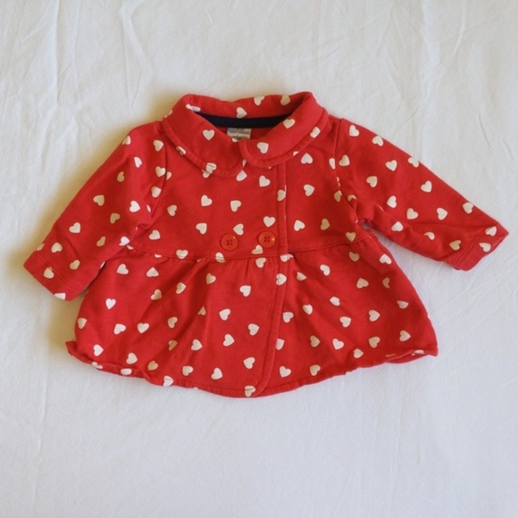 carter's red heart print double breasted jacket 3 months baby girl - Picture 1 of 5